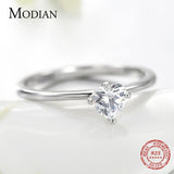 Minimalism Clear AAAA Simulated Diamond Heart Ring - Silver Wedding Engagement Statement Fine Jewellery - The Jewellery Supermarket