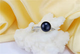 Superb Real Cultured Pearl Sterling Silver AAA Zircon Diamonds Adjustable Rings