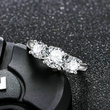 Three Stone 2.0ct D Colour VVS1 Round 18KWGP Silver Moissanite Diamonds Rings For Women Diamond Test Passed Jewellery