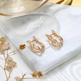 14K Filled Gold Vintage Hollow Carved Pattern Piercing Glossy Fashion Earrings