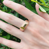 High Quality Lovely Glossy Simple Square Filled 14K Rose Gold Dangle Ring For Women - Daily Fine Jewellery