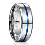 New Arrival Bevel Groove Steel Frosted Surface Tungsten Carbide Comfort Fit Wedding Rings for Men and Women - The Jewellery Supermarket