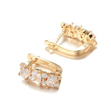 14K Rolled Gold Shiny Claw AAA Zircon Diamonds Golden Hoops Luxury Earrings Fine Jewellery