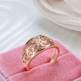 14K Rolled Gold Micro Wax Inlay AAAl Zircon Diamonds Hollow Flower Vintage Ring For Women
