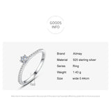 Classic Luxury Sterling Silver Sparkling Solitaire AAAA Lab Created Diamond Ring