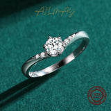 New Sterling Silver Fashion Round Clear AAAA Lab Created Diamond Solitaire Ring