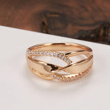 14 Karat Gold Filled Geometric Hollow AAA Zircon Diamonds Wave Design Rings for Women
