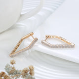 14K Gold Filled Trendy Rhombus Shape AAA Zircon Diamonds Hollow Back Elegant Earrings