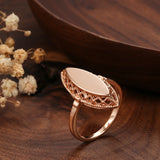 Latest Fashion Weaving Filled 14K Rose Gold Rhombus Glossy Rings - Ethnic Style Bride Wedding Jewellery