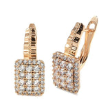 Classic Luxury 14K Rolled Rose Gold Full AAA Zircon Diamonds Square Earrings for Women - Daily Fine Jewellery