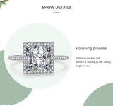 Fashion Luxury Princess Square Cut AAAA Lab Created Diamonds 925 Silver Rings