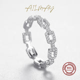 Delicate Geometric Link-Chain AAAA Lab Created Diamond Silver Charm Ring