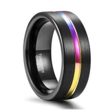 New Arrival 5/7/9mm Black Colorful Line Tungsten Carbide Rings -  Men's Jewellery Wedding Rings - The Jewellery Supermarket