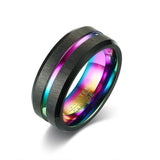 New Arrival 8mm Stylish Thin Line Style Tungsten Carbide Rings for Men - Popular Wedding Rings - The Jewellery Supermarket