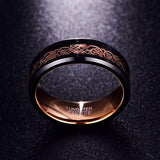 New Hot 8MM Wide Valentine's Day Men's Rings Size 5-15 Rose Gold Dragon Pattern Tungsten Steel Ring - The Jewellery Supermarket