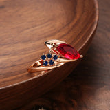 14K Rolled Gold New Geometric Flawless Slope Marquise Cut Multi AAA Zircon Crystal Rings