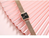 Elegant Green Dial Roman Square Ladies Rose Gold Plated Case Watches Quartz Stainless Steel Fashion Wristwatches