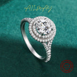 Fashion Luxury 925 Silver Sparkling AAAA Lab Created Diamond Round Rings