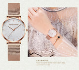 Elegant Sahara Desert Dial Design Top Brand Luxury Quartz Stainless Steel Rose Gold Colour Waterproof Ladies Watches