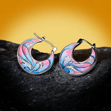 New Style Flower Fashion Handmade Enamel Painted 925 Silver Earrings