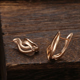 14K Filled Gold Vintage Hollow Carved Pattern Piercing Glossy Fashion Earrings