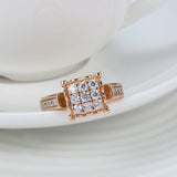 Luxury Crystal Flower Superb Design Filled 14K Rose Gold AAA Zircon Diamonds Big Ring - Fine Vintage Jewellery