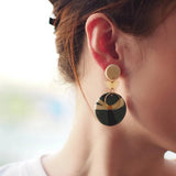 Colorful Natural Round Disc Floral Abstract Pattern Handmade Polymer Clay Brass Hoop Statements Dangle Earrings Women Jewelry - The Jewellery Supermarket