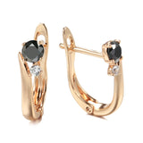14K Gold Filled Minimalist AAA Black Zircon Inlay Diamond Dainty Pierced Golden Earrings