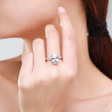 Fabulous Oval Emerald Cut Sparkling AAAA Lab Created Diamond 925 Sterling Silver Ring
