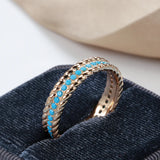 New 14K Filled Gold Full Circle Luxury Stackable Turquoise Ring Vintage Jewellery