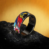 925 Sterling Silver Colourful Enamel Charming Flower AAA Cubic Zircon Ring