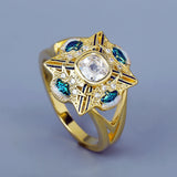 Exquisite 18KGP Geometric Square Inlaid AAA Zircon Diamonds Handmade Enamel Ring