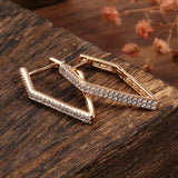 14K Gold Filled Trendy Rhombus Shape AAA Zircon Diamonds Hollow Back Elegant Earrings