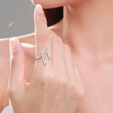 Heart Beat Design Silver Personality AAAA Lab Created Diamonds New Style Ring