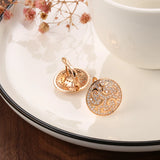 14K Gold Filled Luxury Full Bling AAA Zircon Diamonds Round Smooth Fashion Clip Earrings