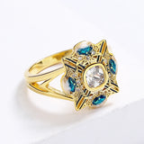 Exquisite 18KGP Geometric Square Inlaid AAA Zircon Diamonds Handmade Enamel Ring