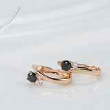 14K Gold Filled Minimalist AAA Black Zircon Inlay Diamond Dainty Pierced Golden Earrings
