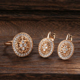 14K Rolled Gold Vintage AAA Zircon Diamonds Luxury Oval Geometric Drop Classic Earrings