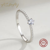 Classic Luxury Sterling Silver Sparkling Solitaire AAAA Lab Created Diamond Ring