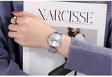 Elegant Simple Design Classic Women Rose Gold Colour Stainless Steel Mesh Casual Waterproof Ladies Quartz Watches