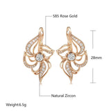 Luxury Micro Inlay AAA Zircon 14K Filled Rose Gold Hollow Flower Symmetry Piercing Hoops Clip Earrings