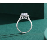 Heart Design Elegant Romantic Sparkling AAAA Lab Created Diamond Silver Rings