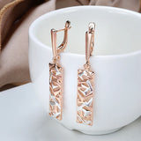 New 14K Gold Filled and White Gold Glossy Drop Irregular Hollow Long Fashion Earrings