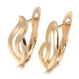 New Hollow Glossy Leaf 14K Filled Rose Gold Stud Earrings - Cute High Quality Daily Fine Fashion Jewellery