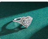 Fashion Silver Romantic Luxury Heart Dazzling AAAA Lab Created Diamond Rings