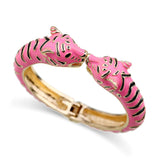 Unique Design Trendy Double Leopard Head Enamel Cuff Bracelet Statement Bangle for Women - Gold Plated Bracelet - The Jewellery Supermarket