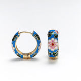 New Fashion Enamel Flower Huggie Hoop Vintage Boho Circle Handmade Earrings