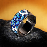 New Arrival Classic Epoxy Handmade Enamel Blue Flower 925 Silver Ladies Ring