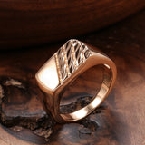 Modern Fashion 14 Karat Rolled Gold Glossy Square Cutting Men's Signet Ring