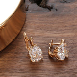 14 Karat Rolled Gold Water Drop AAA Zircon Diamonds Stud Fashion Earrings For Women